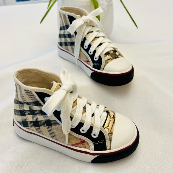 Burberry Unisex Check high top sneakers-100% Authentic BURBERRY - Picture 1 of 16
